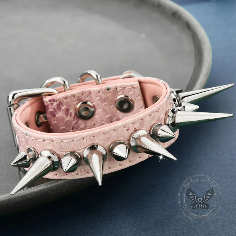 Punk Studded Snake Pattern Leather Rivet Bracelet