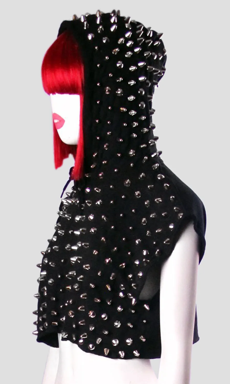 Sleeveless Spiked Crop Hoodie